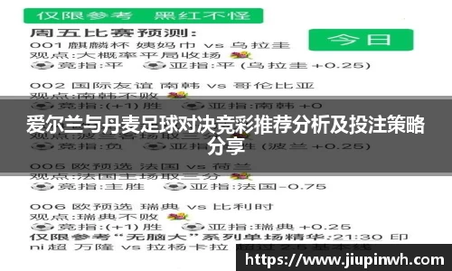 爱尔兰与丹麦足球对决竞彩推荐分析及投注策略分享